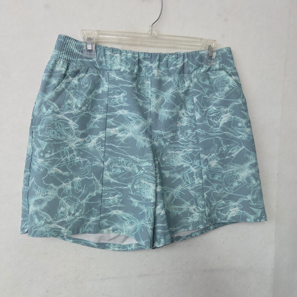 Light Teal Patterned Women's Athletic Shorts